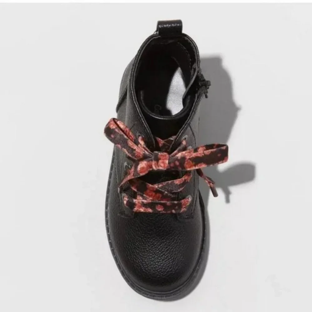 Toddler Girls' Giovanna Lace-Up‎ Zipper Combat Boots Black - Cat & Jack™
